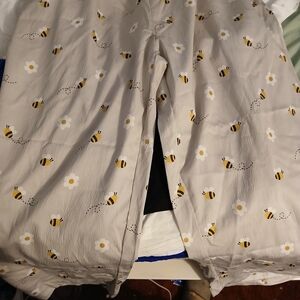 Bee and Flower Print Pants